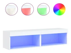 Móvel TV multimídia prateleira TV aparador sala de jantar sala de estar quarto com luzes LED 2 peças 60 x 30 x 30 cm branco 02_0028843