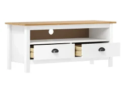 Móvel TV multimídia Prateleira TV Aparador TV sala de jantar sala de estar quarto Hill Range 110 x 40 x 47 cm madeira de pinho maciço branco 02_0027637
