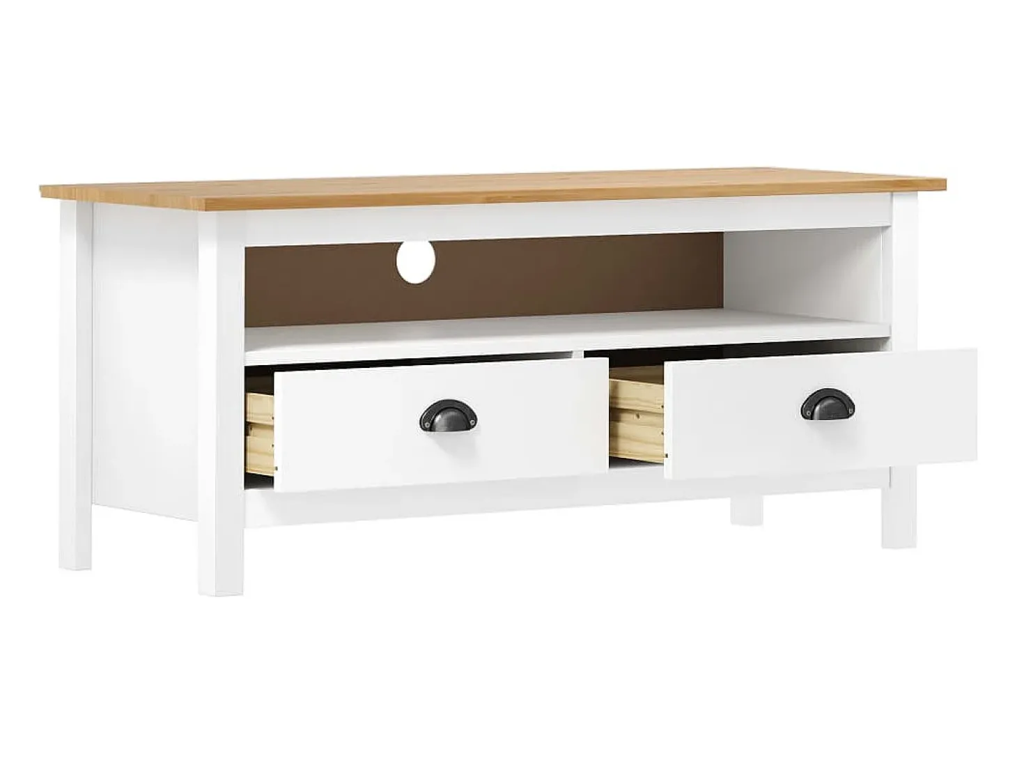 Móvel TV multimídia Prateleira TV Aparador TV sala de jantar sala de estar quarto Hill Range 110 x 40 x 47 cm madeira de pinho maciço branco 02_0027637