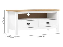 Móvel TV multimídia Prateleira TV Aparador TV sala de jantar sala de estar quarto Hill Range 110 x 40 x 47 cm madeira de pinho maciço branco 02_0027637