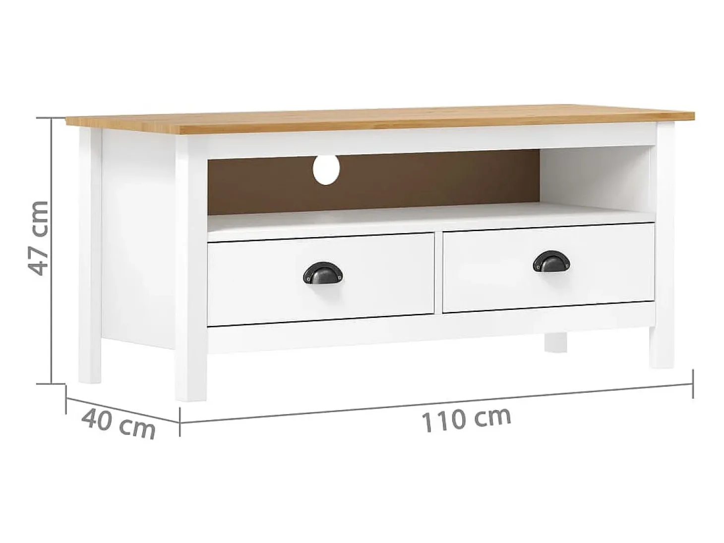 Móvel TV multimídia Prateleira TV Aparador TV sala de jantar sala de estar quarto Hill Range 110 x 40 x 47 cm madeira de pinho maciço branco 02_0027637