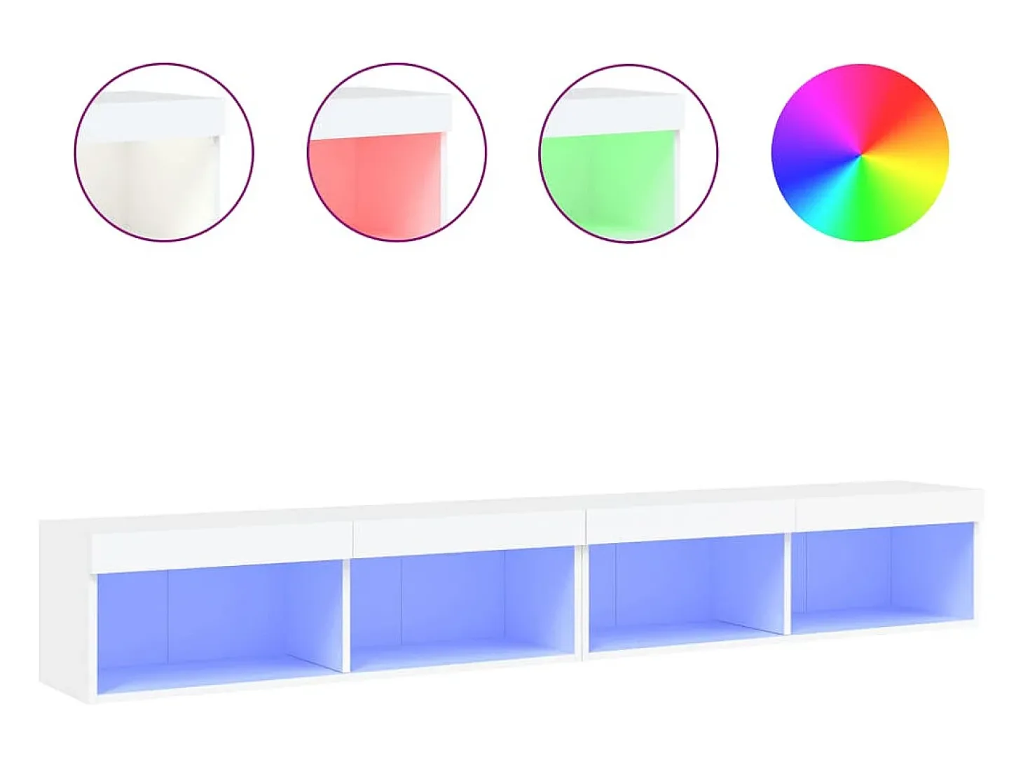 Móvel TV multimídia prateleira TV aparador sala de jantar sala de estar quarto com luzes LED 2 peças 100 x 30 x 30 cm branco 02_0028828