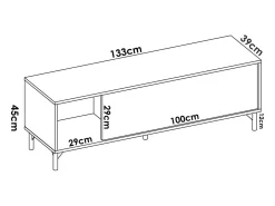 Móvel TV Olimpo, Aparador baixo da sala, Aparador da sala para televisão, 132x39h44 cm, Carvalho Nodi e Antracite