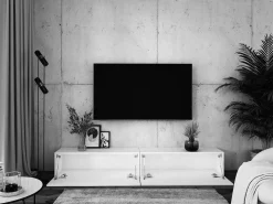 Móvel TV suspenso, (2 x 100) x 34 x 32 cm, Carvalho Wotan / Preto Fosco