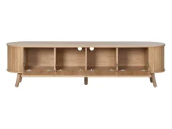 Móvel TV vintage 180x38x47 cm em madeira clara com 4 portas