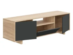 Móvel TV Visalia, Aparador para televisão da sala, Móvel TV 3 portas, Aparador baixo, 150x41h46 cm, Carvalho