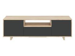 Móvel TV Visalia, Aparador para televisão da sala, Móvel TV 3 portas, Aparador baixo, 150x41h46 cm, Carvalho