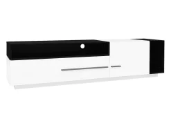 Móvel TV 170x38x42,3 cm com gaveta, porta e prateleira aberta, branco + preto