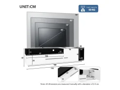 Móvel TV 170x38x42,3 cm com gaveta, porta e prateleira aberta, branco + preto