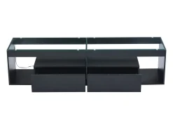 Móvel TV 180x40x46cm com 2 gavetas, LED incluído, corpo em lacado preto