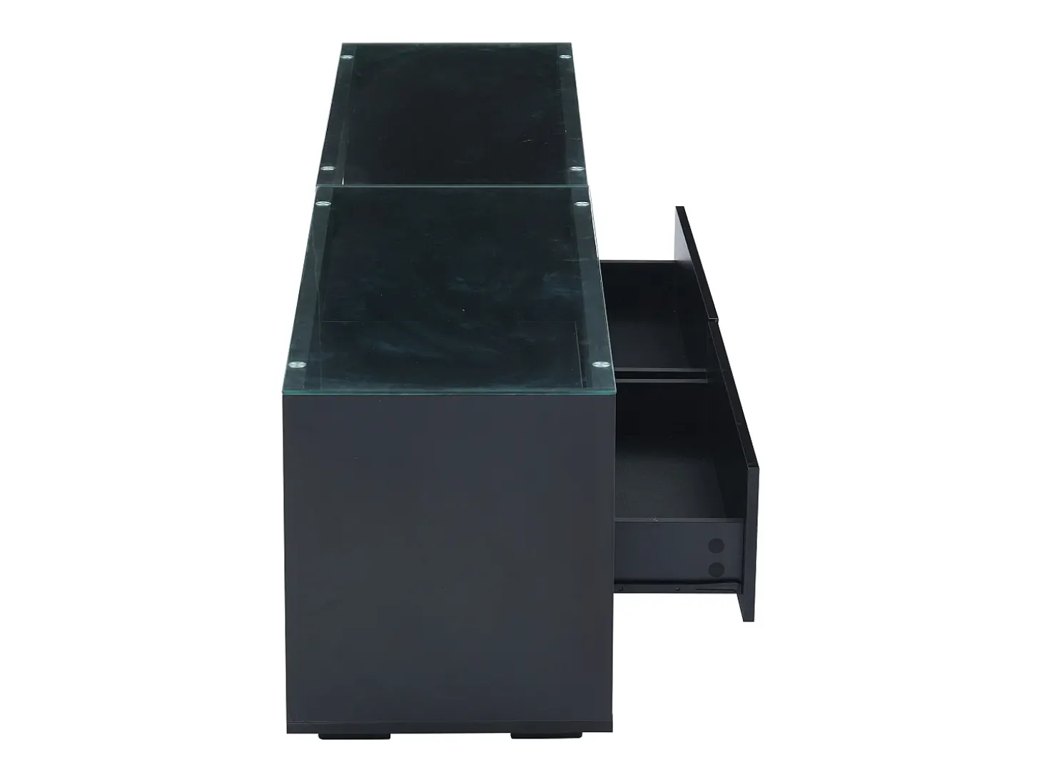 Móvel TV 180x40x46cm com 2 gavetas, LED incluído, corpo em lacado preto