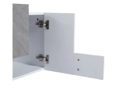 Móvel TV 180x40x46,5cm com 4 portas e 1 prateleira de vidro, LED incluído, branco e cinza