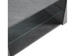 Móvel TV 180x40x46,5cm com 4 portas e 1 prateleira de vidro, LED incluído, branco e cinza