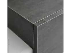 Móvel TV 180x40x45cm com 4 portas e 2 gavetas, LED incluído, tampo em folheado de concreto cinza, branco