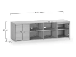 Móvel TVTori 2 portas, cor carvalho, 160 cm