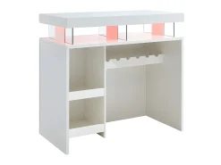 Móvel/bar FABIO - MDF lacado branco, luzes LED, 2 nichos