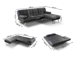 Oferta: Sofá-Cama Chaise Longue XS Preto + Mesa de Centro Carvalho