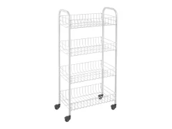 Organizador de Cozinha 4 Prateleiras em Metal Branco Metaltex Pisa Rodízios Multidirecionais