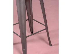 Pack de 4 bancos metálicos com assentos de madeira - Bistro - Antiguidade