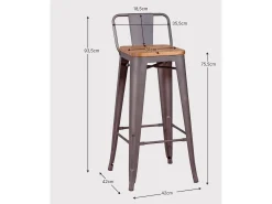 Pack de 4 bancos metálicos com assentos de madeira - Bistro - Antiguidade