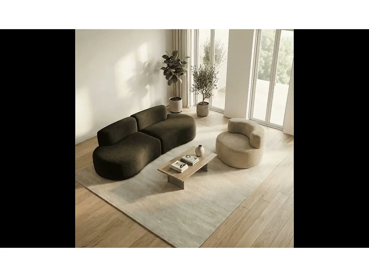 Pack Lounge sofá e poltrona - chocolate e areia