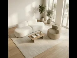 Pack Lounge sofá e poltrona - branco e areia