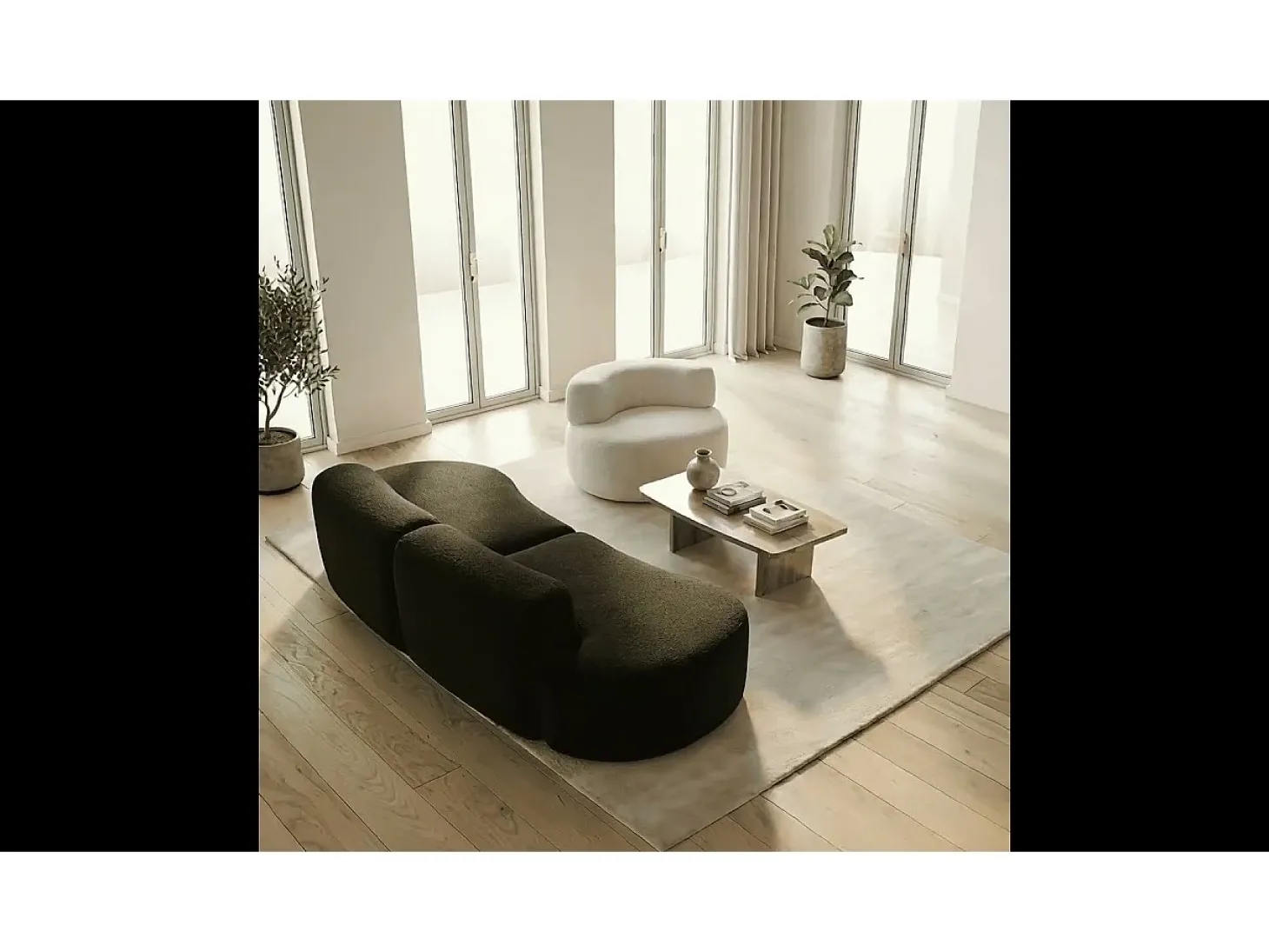 Pack Lounge sofá e poltrona - chocolate e branco