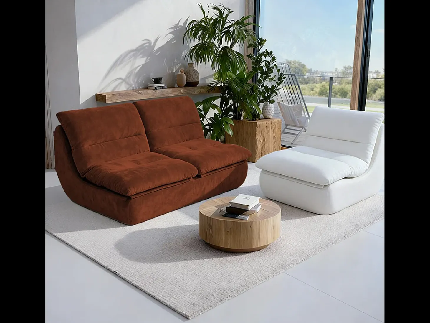 Pack Nuvia Living 3 lugares - chocolate e branco