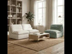 Pack Nuvia Living 3 lugares - branco e sálvia