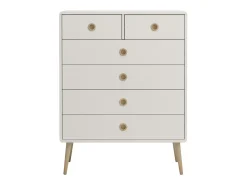 Paco : Cómoda com 1 porta e 2 gavetas em MDF Branco / Carvalho