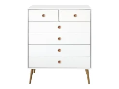 Paco : Cómoda com 1 porta e 2 gavetas em MDF Branco / Carvalho