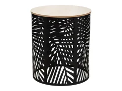 Pacote de 2 Mesas de Centro Feuille, Carvalho e Preto, 39/35 cm, Melamina/Metal