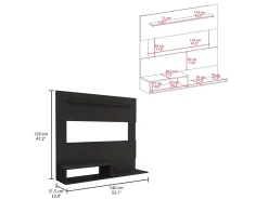 Painel de entretenimento de parede Beijing com prateleira superior, 19.88 cm X 139.7 cm X 31.49 cm , Preto