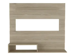 Painel de entretenimento de parede de Pequim com prateleira superior , 119.88 cm X 139.7 cm X 31.49 cm , Bege