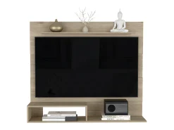 Painel de entretenimento de parede de Pequim com prateleira superior , 119.88 cm X 139.7 cm X 31.49 cm , Bege