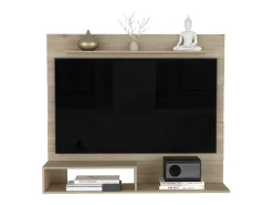 Painel de entretenimento de parede de Pequim com prateleira superior , 119.88 cm X 139.7 cm X 31.49 cm , Bege