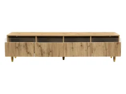 Painel de TV com 4 gavetas - Suporte de TV com iluminação LED e 5 pés em madeira - madeira - para sala de estar