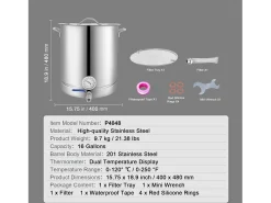 Panela de Fermentação SucceBuy de Aço Inoxidável 60.6L, Fundo Triplo, Panela de Cerveja, Suprimentos para Fabricação de Cerveja Caseira