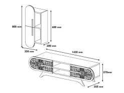PareceTe equipado Dpascucc, Composição da sala de estar, Armário de sala multiusos, Armário porta TV, 145x35h37 cm, Nogueira e Branco