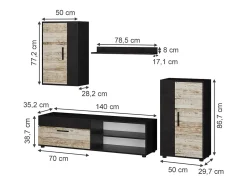 Parede da sala de estar bege 140x35.2x38.7 berno
