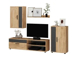 Parede da sala de estar carvalho goldkraft/antracite 140x35.2x38.7 berno