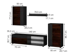 Parede da sala de estar marrom 140x35.2x38.7 berno