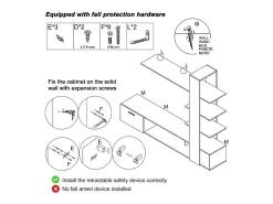 Parede TV - com Dispositivos Anti-Queda - Adequado para TV abaixo de 60" - 180x33,5x151,5cm