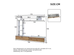 Parede TV com Armazenamento - 2 Portas - Instalação em Pé ou Pendurada - Adequado para TV abaixo de 80" - Carvalho e Branco