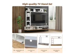 Parede TV com Armazenamento - 2 Portas - Instalação em Pé ou Pendurada - Adequado para TV abaixo de 80