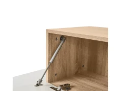 Parede TV com arrumação - 3 compartimentos e 3 prateleiras - Branco e Natural