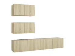 4pcs conjunto de móveis de TV derivados madeira carvalho sonoma PT299070