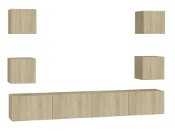 6pcs conjunto de móveis de TV derivados madeira carvalho sonoma PT981535
