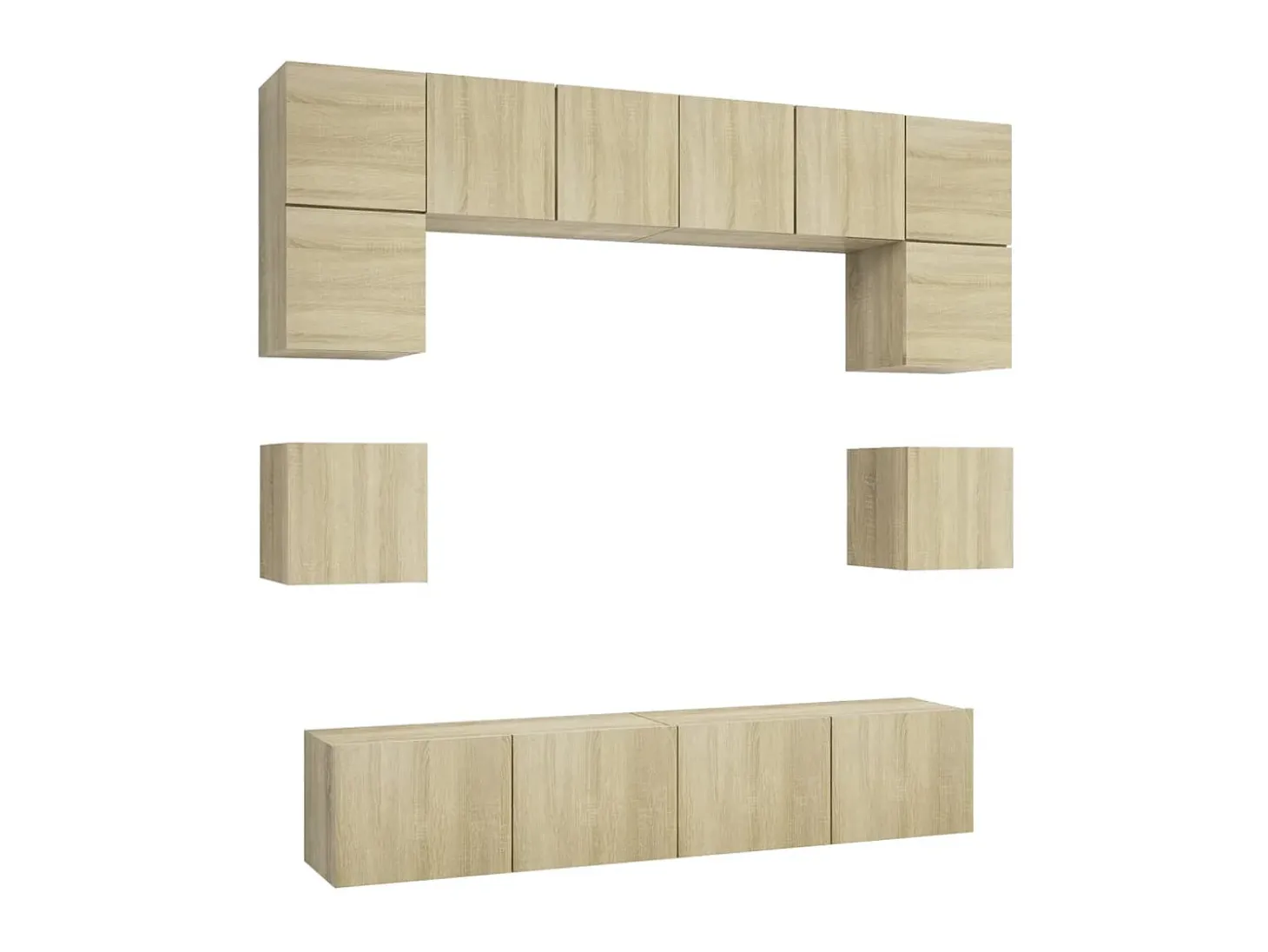 8pcs conjunto de móveis de TV derivados madeira carvalho sonoma PT746160