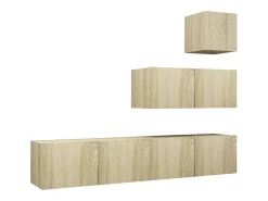 4pcs conjunto de móveis de TV derivados madeira carvalho sonoma